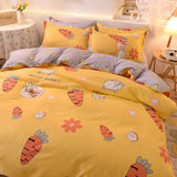 HULIANFU Orange Bedding Set Girls Boys Bed Linen Sheet Plaid Duvet Cover 240x220 Single Double Queen King Quilt Covers Sets Bedclothes