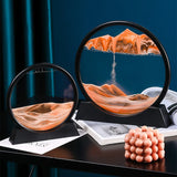HULIANFU Moving Sand Art Picture Round Glass 3D Deep Sea Sandscape In Motion Display Flowing Sand Frame Sand Painting
