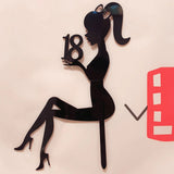HULIANFU New High Heels Lady Happy Birthday Acrylic Cake Topper Wedding Girls Cake Toppers for 16 18 21 Birthday Party Cake Decorations