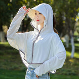 Hulianfu Women Sunscreen Hat Ice Silk Clothing Summer Big Edge Outdoor Shirt Short Coat Uv Protection Boy Hat Sun?hat New