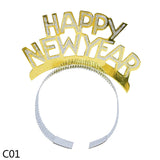 HULIANFU 2023 3pcs Happy New Year Headband Eve Party Supplies New Year Decorations 2023 Tiaras For Christmas New Year Party Favors Hair Clasp