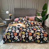 HULIANFU Svetanya Nordic Yellow Geometric Egyptian Cotton Satin Bedlinens Queen King Size Fitted Sheet Bedding Set Duvet Cover Set