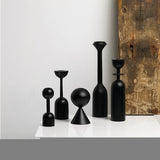 HULIANFU White Black Wooden Candle Holder Nice Minimalist Geometric Beech Shaped Candle Art Decoration Candle Seat