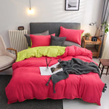 HULIANFU Nordic Double Color Bedding Set Single Queen King Duver Cover Set 240x220 Bed Sheet Bed Linen Pillowcase Gray Pink Quilt Covers
