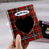 HULIANFU Kpop Card Binder 3inch Photo Album Hollow Love Heart Model Photocard Holder Plaid Album Instax Mini Album For Cards Collect Book