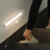 HULIANFU Rechargeable LED Under Cabinet Lighting Closet Light Motion Sensor Kitchen Night Wardrobe With Magnetic Strip For Stairs Bedroom