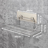 HULIANFU Stainless Steel Bathroom Storage Shelf Punch-Free Kitchen Bathroom Toilet Wall Hanging Storage Rack
