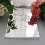HULIANFU Wedding Guest Book Personalized Guestbook Signature Decor Engrave Carve Mirror Blank Favor Gifts Party White Cover Gift  G026