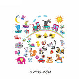 HULIANFU Iron on Cute Animal Patches Set for Clothing DIY T-shirt Applique Vinyl Unicorn Heat Transfer Clothes Stickers Thermal Press T