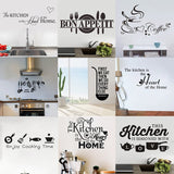 HULIANFU Kitchen Wall Stickers Vinyl Wall Decals for Kitchen English Quote Home Decor Art Decorative Stickers PVC Dining Room For Bar PVC