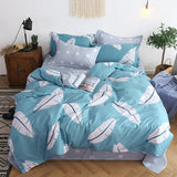 HULIANFU Nordic Duvet Cover Set Leaf Striped Star Bedding Set Single Double Queen King Size240x220 Simple Polyester Quilt Cover Bed Sheet