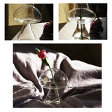 HULIANFU Mushroom Shaped Glass Vase Lovely Transparent Hydroponics Plant Vase Creative Glass Crafts Decor for Home Office Living Room A50