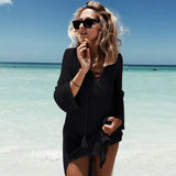 hulianfu New Knitted Beach Cover Up Women Bikini Swimsuit Cover Up Hollow Out Beach Dress Tassel Tunics Bathing Suits Cover-Ups Beachwear