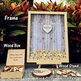 HULIANFU Wedding Guest Book Personalized Wedding Decoration Rustic Sweet Wedding Guestbook 120pcs Small Wood Hearts