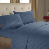 HULIANFU Sheet Set 4 In 1 Fitted Bed Sheet Pillowcases Flat Bed Sheet Stripe Coverlet Ues for Hotel home ( No Filler/Quilt Cover Inside )