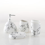 HULIANFU Wedding Set Marble Texture Ceramic Bathroom Accessories Set  Bathroom Kit Toothbrush Holder Soap Dispenser Bathroom Tray So