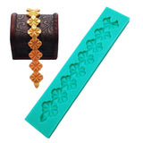 HULIANFU Pearl Rope Wave Flower Gemstone Shape Cake Side Lace Silicone Sugarcraft Mold Fondant Cake Decorating Tools