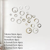 HULIANFU New 24pcs Creative Wall Stickers Mirror Stickers Decal Round Shape For Bedroom Background Modern Fashion Home Decoration