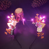 HULIANFU 2023 Luminous Elk Antler Headband Christmas Concert Forest Branch Deer Ear Headgear Hair Accessories Scenic Stage Show Photo Props