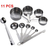 HULIANFU UPORS 8/10Pcs Stainless Steel Measuring Cups and Spoons Set Deluxe Premium Stackable Tablespoons Home Tools Kitchen Accessories