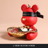 HULIANFU Violent bear statue Tidy Bear Statue With Metal Tray Storage Keys, Candy, Friut Home Ornaments Decoration Table Room Decorations