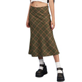 Hulianfu Women's Harajuku E-Girl 90S High Waist Tie-dye Midi Skirt,A-Line Bodycon Long Pencil Y2K Green Printed Vintage Skirt
