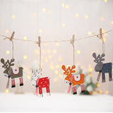 HULIANFU New Year  1PC 2D 3D Christmas Ornament Wooden Hanging Pendants Star Xmas Tree Bell Christmas Decorations For Home Navidad