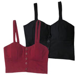 Plus Size 3XL Crop Top  Women Camis Halter Top Woman Camisole Summer Sleeveless Sexy Low Chest Button Back Elastic