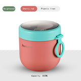 HULIANFU Portable Breakfast Cup With Lid and Spoon Multifunction Oatmeal Cup Cereal Nut Yogurt Mug Snack Cups Small lunch box soup bowl