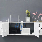HULIANFU Large Wireless Wifi Router Storage Box PVC Density Panel Shelf Wall Hanging Board Bracket Cable  Organizer Home Decor