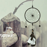 HULIANFU Original silver gray dream catcher 2 ring Indian feather hanging art gifts to bestie friends creative valentine's day gifts