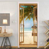 HULIANFU  PVC Self-Adhesive Waterproof Door Sticker Modern 3D Abstract Line Mural Wallpaper Living Room Study Home Decor Art Door Poster