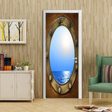 HULIANFU 2023 Modern PVC Door Sticker Self Adhesive Vinyl Silver Water Wave Pattern Waterproof Wall Sticker Home Decor Wallpaper