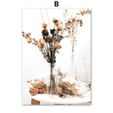 HULIANFU Wall Art Canvas Painting Beige Reed Dried Flower Plants Nordic Posters And Prints Landscape Wall Pictures For Living Room Decor