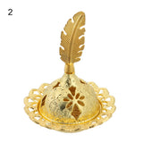 HULIANFU Luxury Hollow Buddhism Golden Home Decor Arab Style Censer Holder Tower Incense Burners Metal Incense Burner