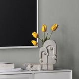 HULIANFU Nordic Creative Ceramic Face Vase Simple Decoration Bedroom Decor Livingroom Porch Flower Arrangement Home Decoration Art Vase