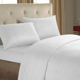 HULIANFU Sheet Set 4 In 1 Fitted Bed Sheet Pillowcases Flat Bed Sheet Stripe Coverlet Ues for Hotel home ( No Filler/Quilt Cover Inside )