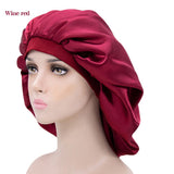 HULIANFU Women Night Sleep Hat Adjust Satin Bonnet Hair Styling Cap Long Hair Care 29 Styles Silk Head Wrap Shower Cap Hair Styling Tools