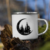 HULIANFU Night Forest Mountain Print Enamel Creative Coffee Tea Water  Milk Cups Camping Mugs Handle Drinkware Vacation Hiking Mug Gifts