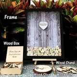 HULIANFU Wedding Guest Book Personalized Wedding Decoration Rustic Sweet Wedding Guestbook 120pcs Small Wood Hearts