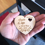 HULIANFU Personalized Wedding Laser Heart Save the Date Magnets,Custom wood rustic save the date,party favors gifts