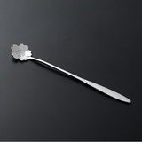 HULIANFU Tea Coffee Mixing Spoon Gold Spoon Long Handle Dessert Stainless Steel Vintage Teaspoons Drink Tableware Flowers Design 1PCS