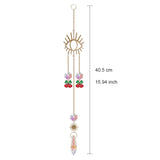 HULIANFU Metallic Hoop Moon Suncatcher Ornament Wind Chimes Crystal Prisms Hanging Rainbow Chaser Window Curtains Pendant Home Decor Gift