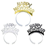 HULIANFU 2023 3pcs Happy New Year Headband Glitter Gold Silver Hairbands Photo Props For New Year Eve Christmas Party Hair Hoop Accessories