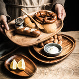 HULIANFU Whole Wood lovesickness Wood Irregular Oval Solid Wood Pan Plate Fruit Dishes Saucer Tea Tray Dessert Dinner Plate Tableware Set