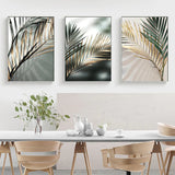 HULIANFU Nordic Wall Art Golden Palm Leaf Plant Canvas Painting Poster Print Botanical Scandinavian Decoration Picture Artwork Home Decor