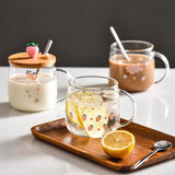 HULIANFU Novelty 3d Lid Cartoon Strawberry Cute Water Glass Transparent Milk Juice Drinkware Cup Mug Drinking Borosilicate Glasses Coffee