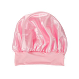HULIANFU Women Night Sleep Hair Caps Silky Bonnet Satin Double Layer Adjust Head Cover Hat For Curly Springy Hair Styling Accessories