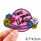 HULIANFU Van Gogh Embroidered Patches on Clothes DIY Cartoon Wave Applique Clothing Thermoadhesive Patches for Clothing DIY