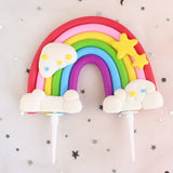 HULIANFU Rainbow Cake Topper Star Cloud Cupcake Decor Sofa Clay Cake Decor Baby Shower One 1st Happy Birthday Party Decor Kids Girl Boy